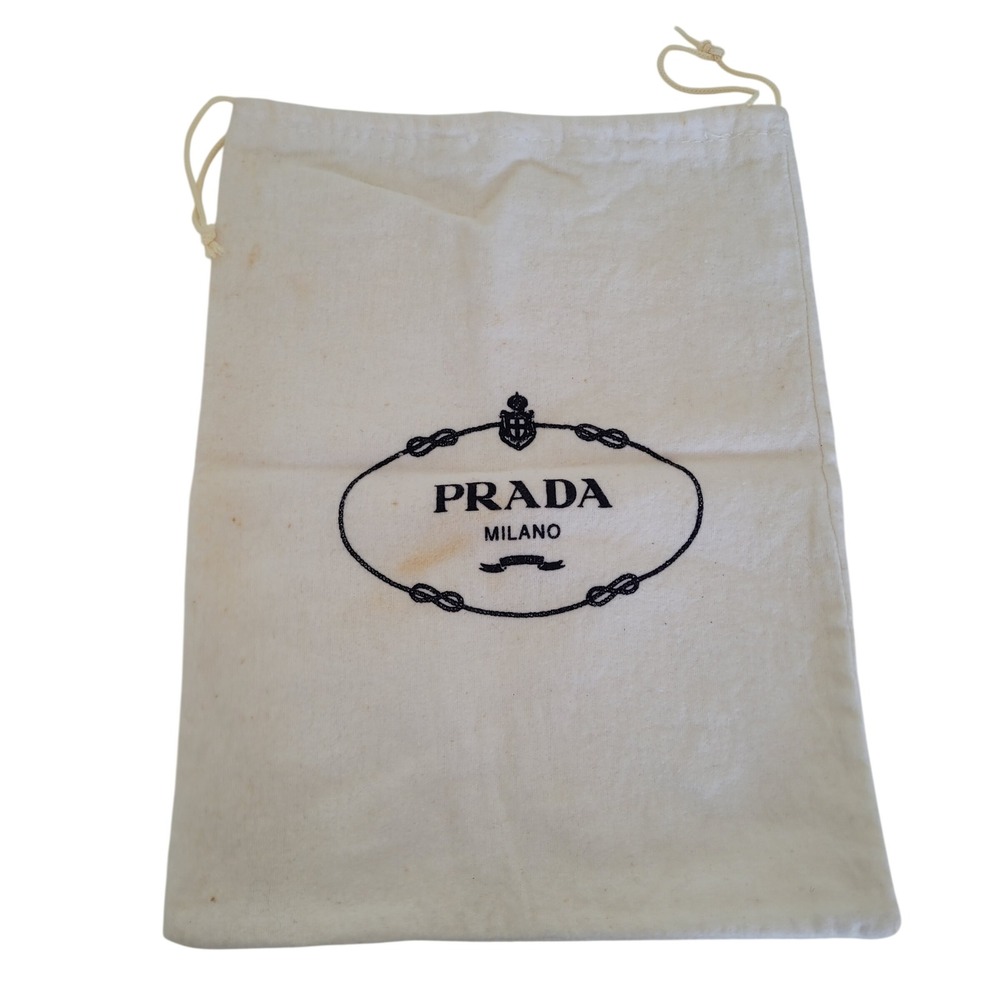 Prada Milano Medium  Cotton Flannel Drawstring Dust Bag Cream 9x11